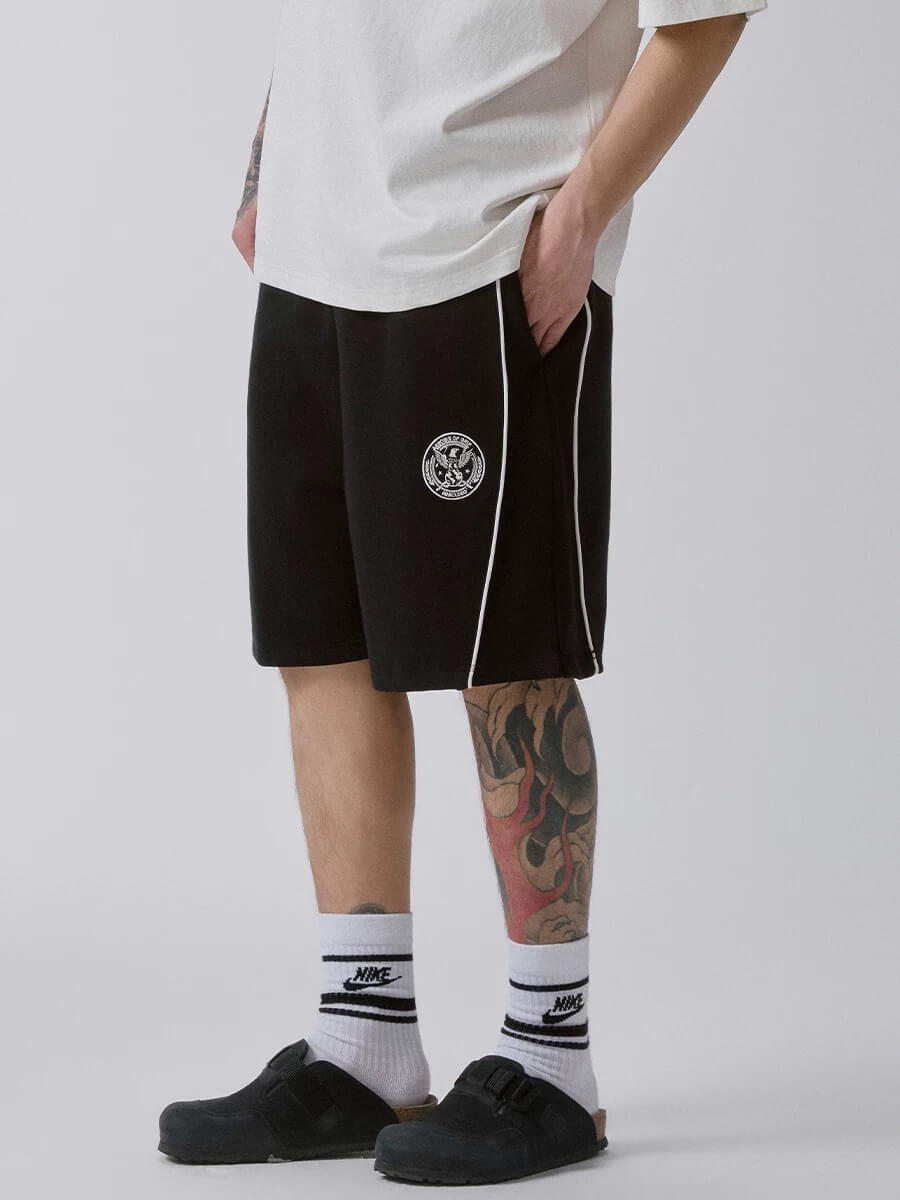 F2CE Badge Embroidered Side Stripe Sweat Shorts | Face 3 Face