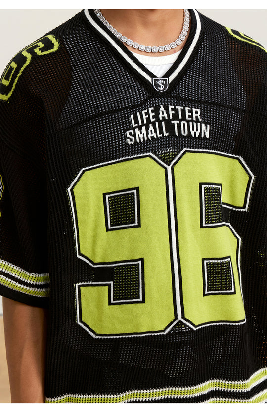 Small Town Kid Mesh Knit V Neck Rugby Jersey | Face 3 Face