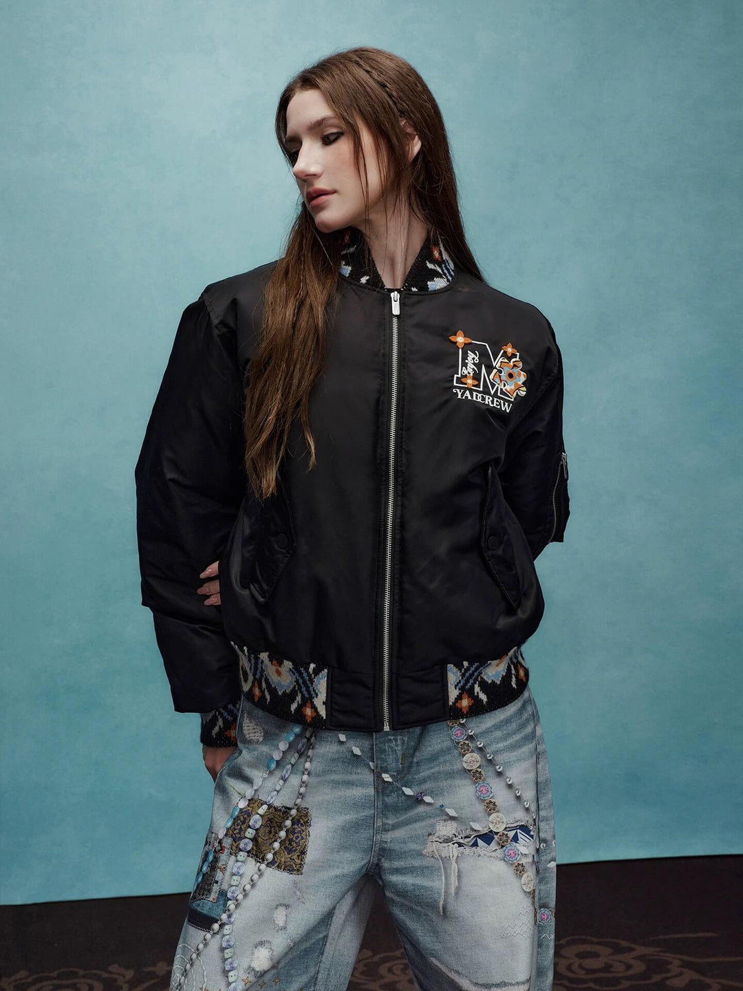 YADcrew x MEDM Ethnic Ribbed MA-1 Bomber Jacket | Face 3 Face