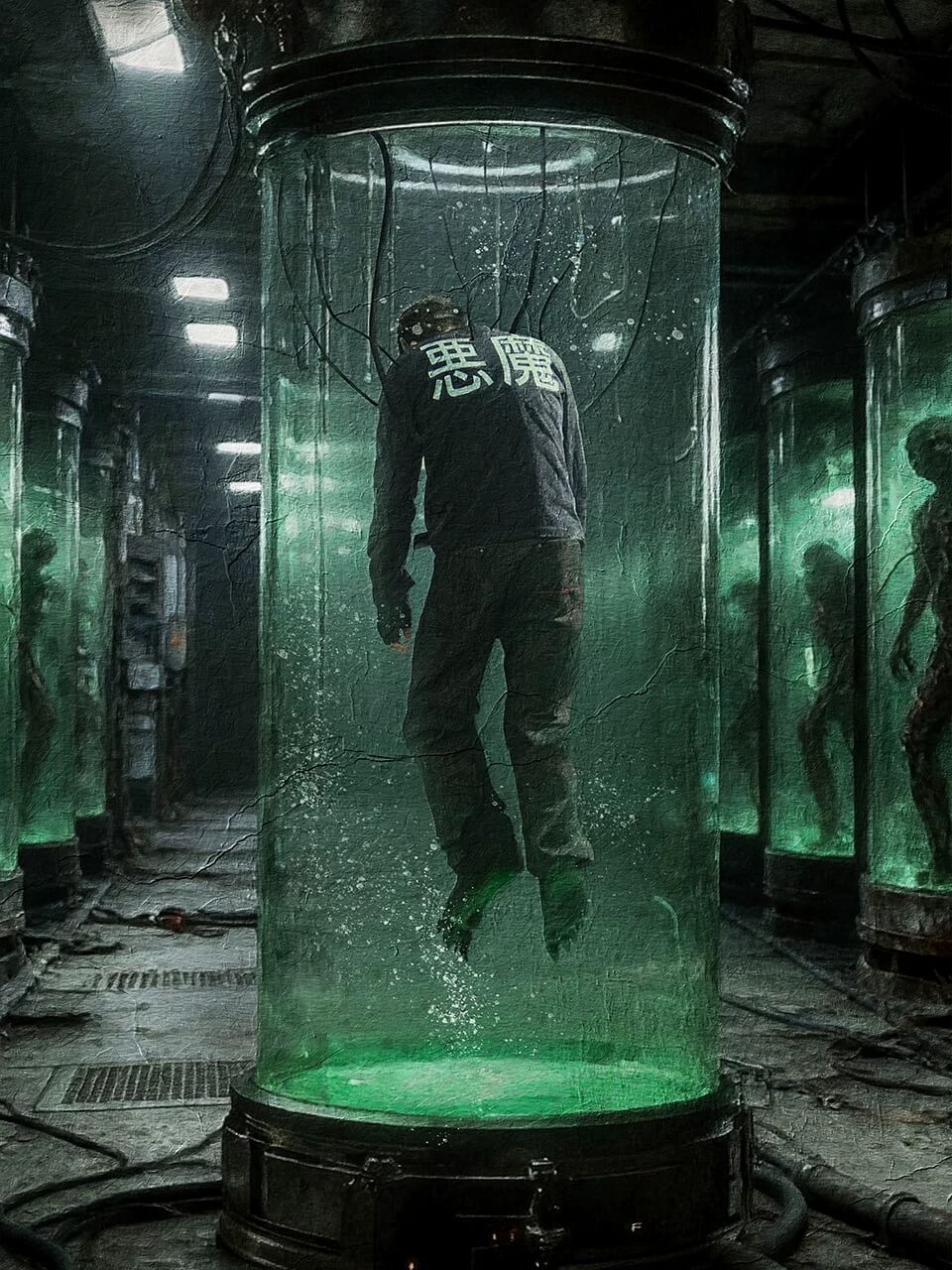 UNDERWATER Black Demon Print Distressed Long Sleeve Tee | Face 3 Face