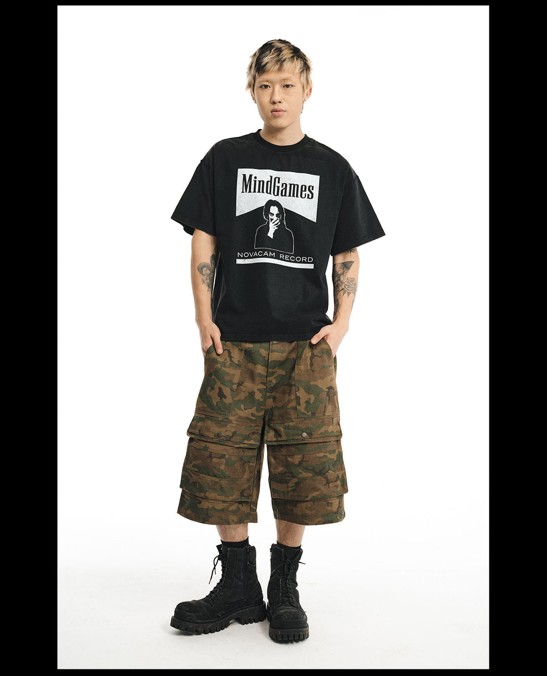 NOVACAM MindGames Vintage Print Washed Backstitch Tee | Face 3 Face