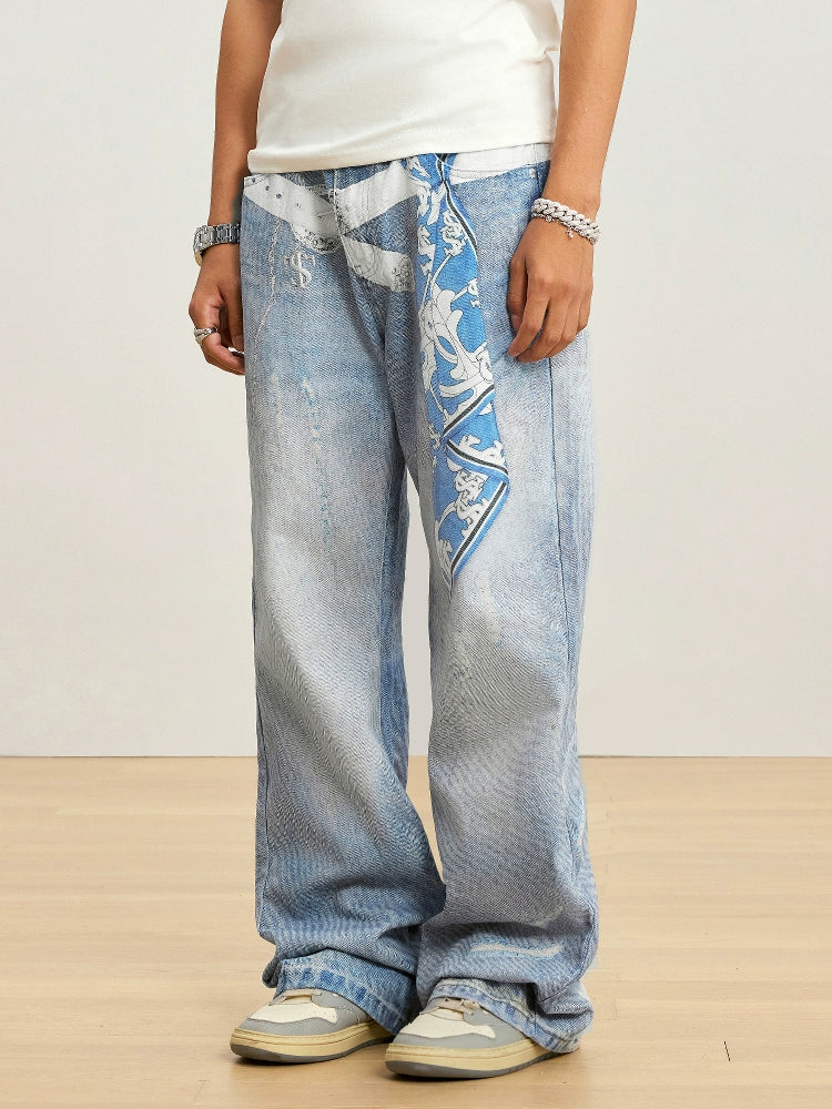 Small Town Kid Scarf Belt Chain 3D Printed Jeans | Face 3 Face