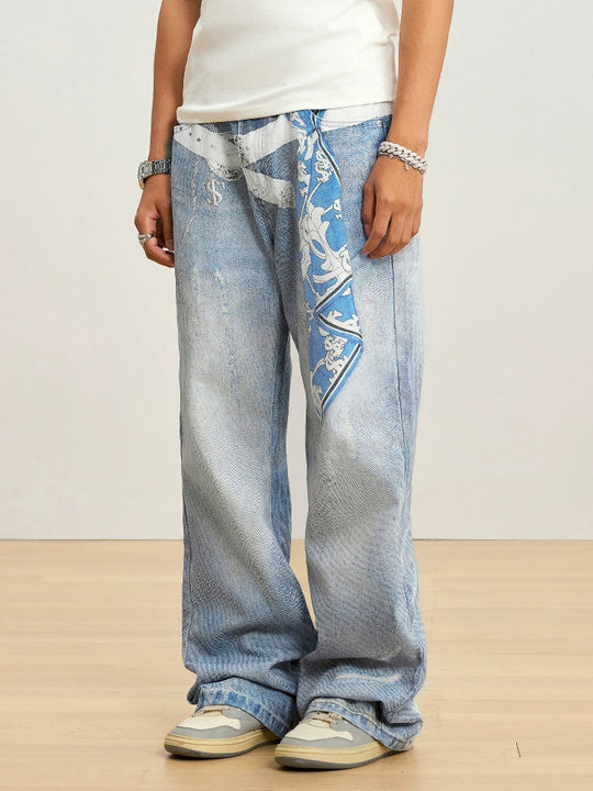 Small Town Kid Scarf Belt Chain 3D Printed Jeans | Face 3 Face