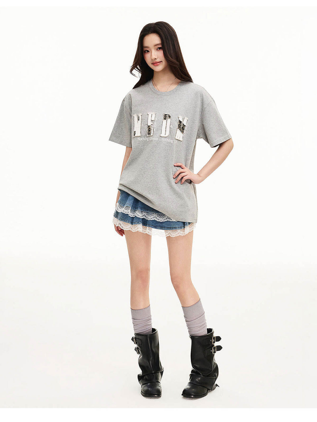 MEDM Distressed Logo Patch Short Sleeve Tee | Face 3 Face