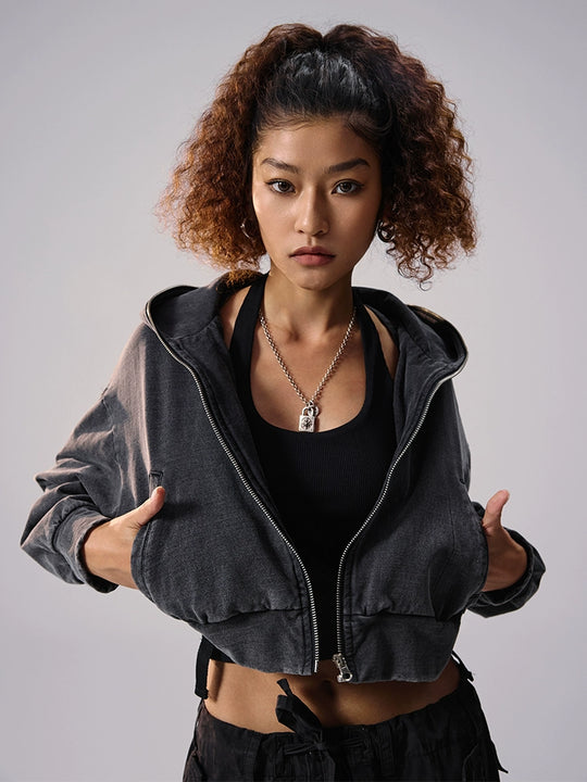 Remedy Backpack Design Washed Denim Short Jacket | Face 3 Face