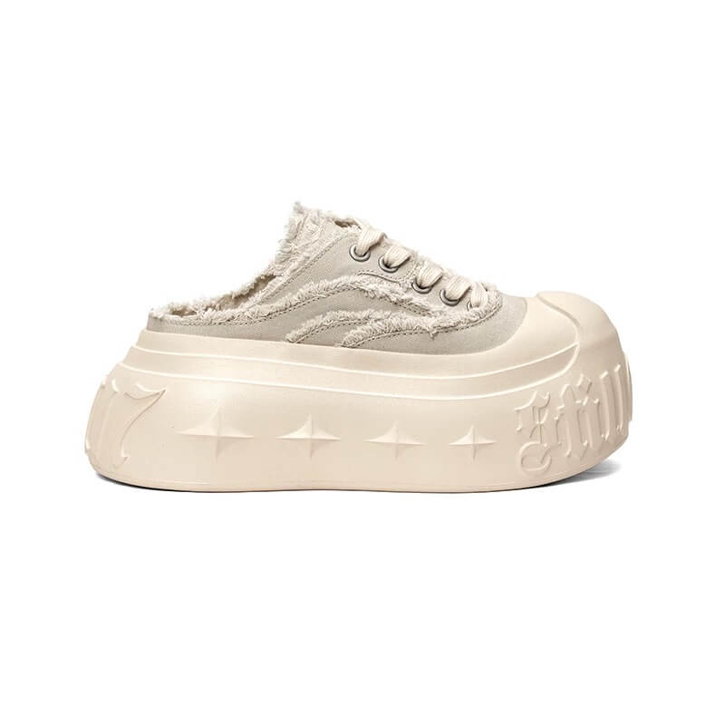 1807 INF-008 Gothic Lace Up Canvas Chunky Half Sneakers | Face 3 Face