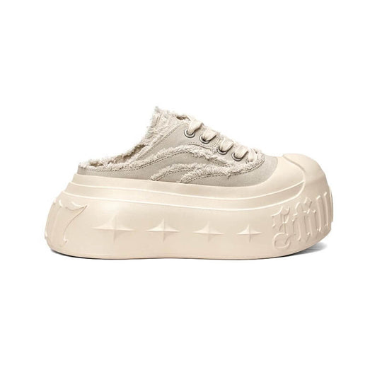 1807 INF-008 Gothic Lace Up Canvas Chunky Half Sneakers | Face 3 Face