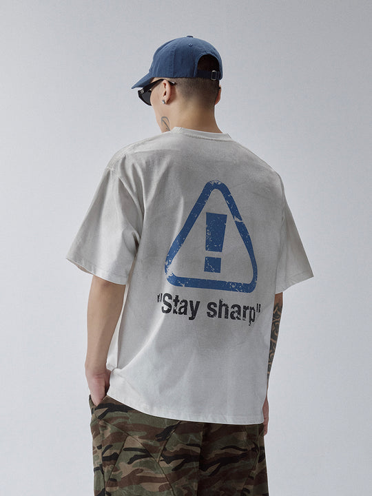 F2CE Aged Mud Dye Printed Slogan Tee | Face 3 Face