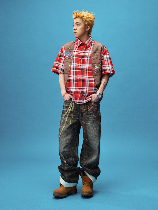 YADcrew Knight Sword Print Baggy Jeans | Face 3 Face