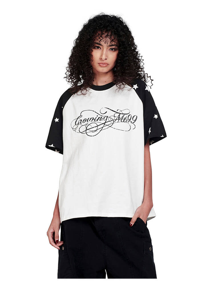 F3F Select Star Print Raglan Color Block Tee | Face 3 Face