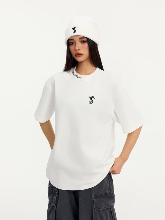 Small Town Kid Neckline Letter Embroidered Basic Tee | Face 3 Face
