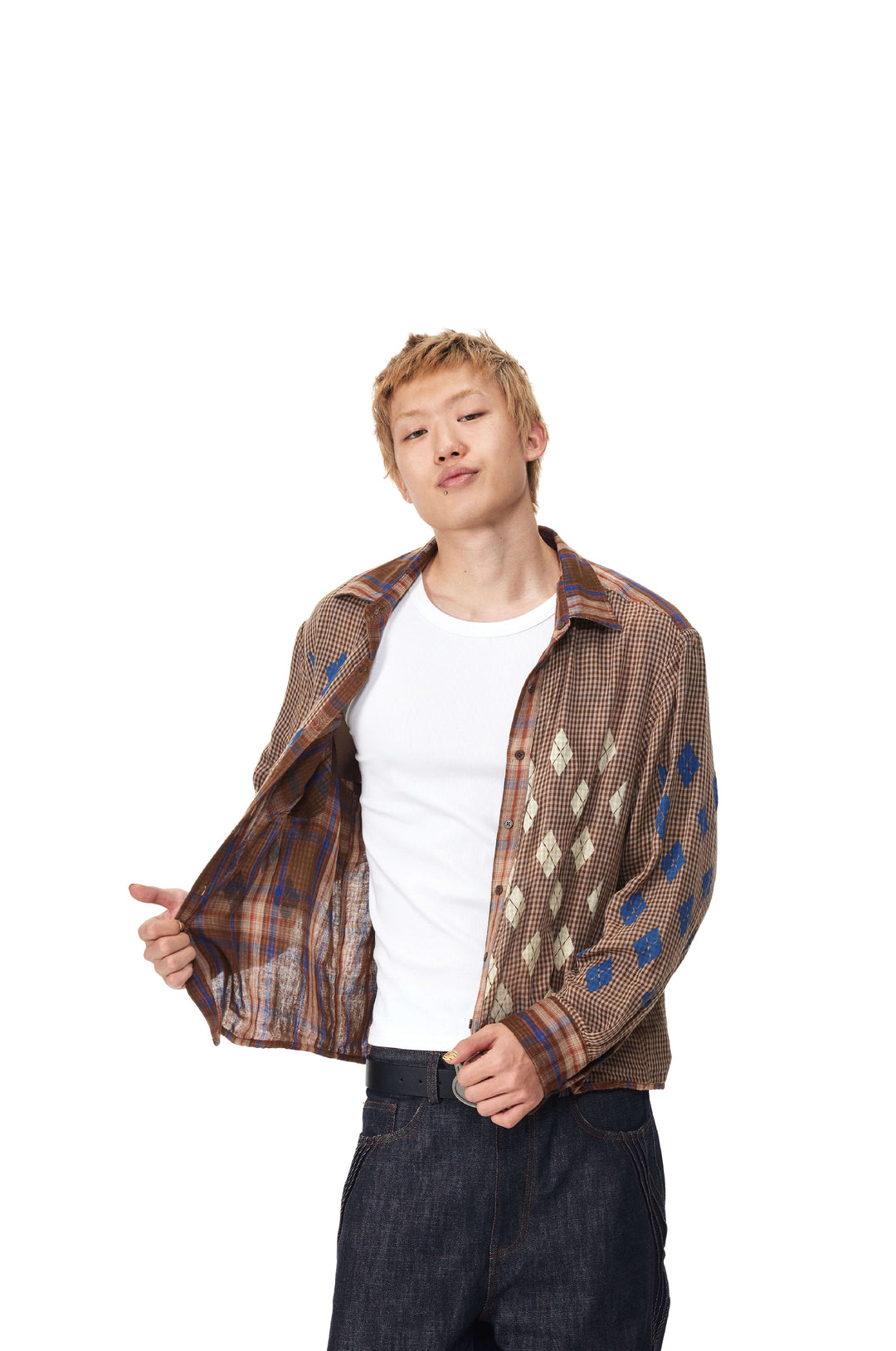 EVILKNIGHT(EK) Reversible Checkered Long Sleeve Shirt | Face 3 Face