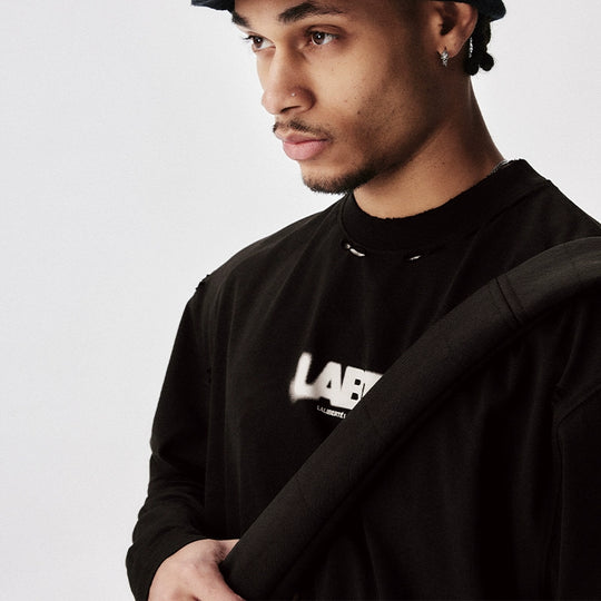 Labt Distressed Holes Logo Print Tee | Face 3 Face