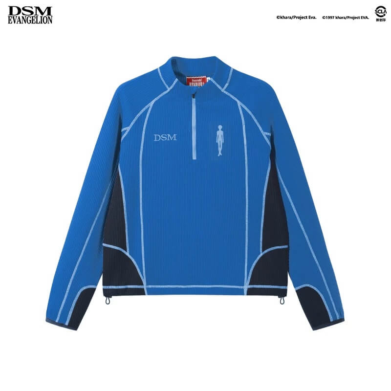 DSM x EVA Contrast Stitch Half Zip Waffle Long Sleeve Tee | Face 3 Face