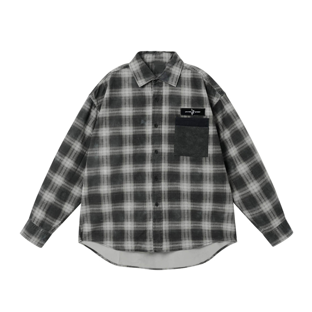 JHYQ Plaid Patch Pocket Long Sleeve Shirt | Face 3 Face