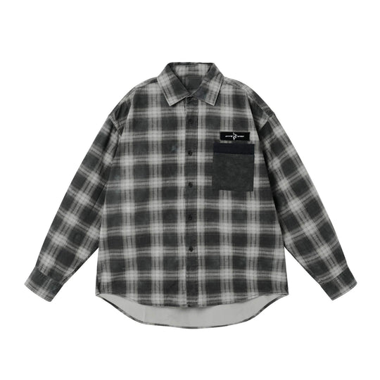 JHYQ Plaid Patch Pocket Long Sleeve Shirt | Face 3 Face