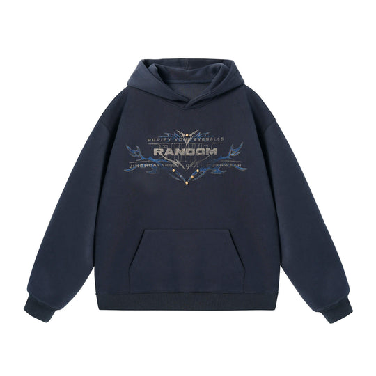 JHYQ RANDOM Letter Print Studded Hoodie | Face 3 Face