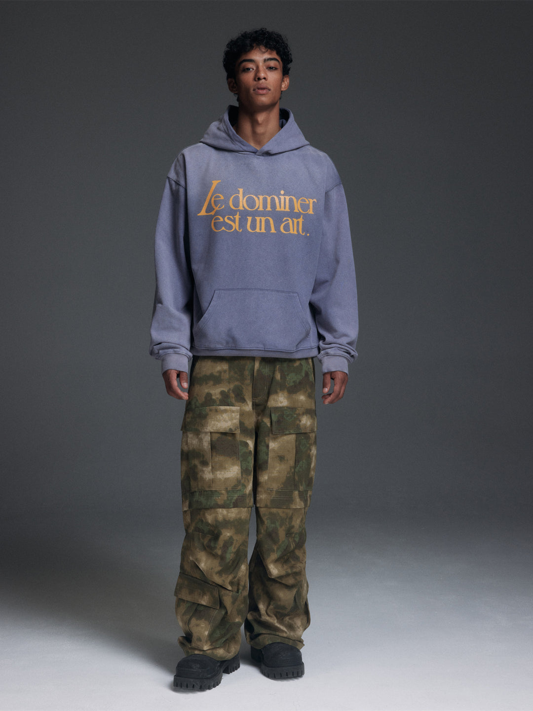 NOVACAM Washed Distressed Vintage Letters Logo Hoodie | Face 3 Face