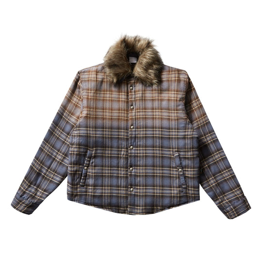 Remedy Gradient Plaid Quilted Lined Shirt Jacket | Face 3 Face