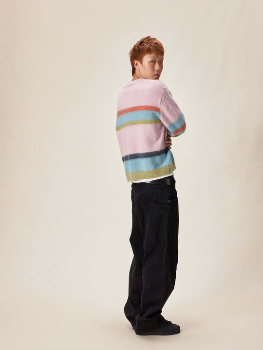 EVILKNIGHT(EK) Rainbow Striped Knit Sweater | Face 3 Face