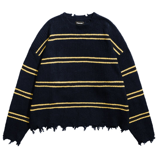 Remedy Striped Distressed Knit Sweater | Face 3 Face