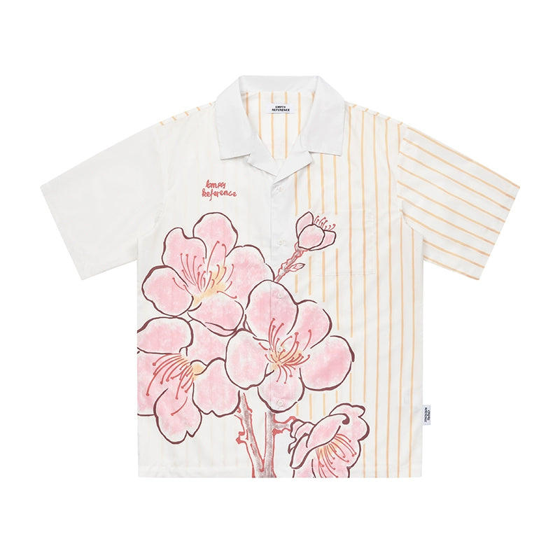 EMPTY REFERENCE Striped Floral Print Short Sleeve Shirt | Face 3 Face