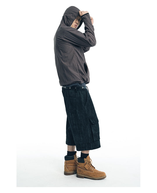 NOVACAM Wrinkled Nylon Mesh-Paneled Hooded Track Jacket | Face 3 Face