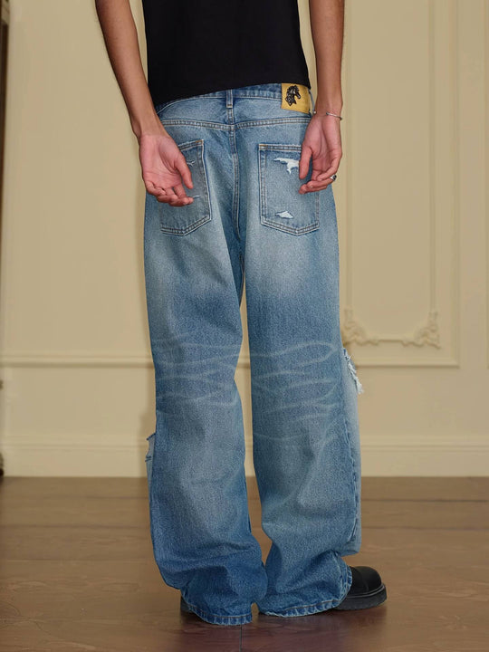 YADcrew Vintage Whiskered Washed Distressed Jeans | Face 3 Face