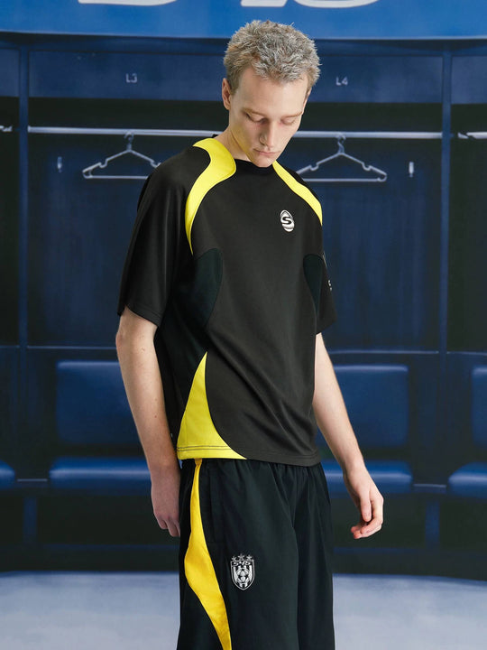 S45 Contrast Patchwork No 9 Short Sleeve Soccer Jersey | Face 3 Face