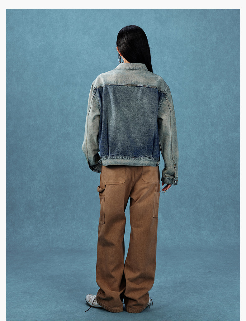 MEDM Leather Logo Washed 2nd-Type Denim Jacket | Face 3 Face