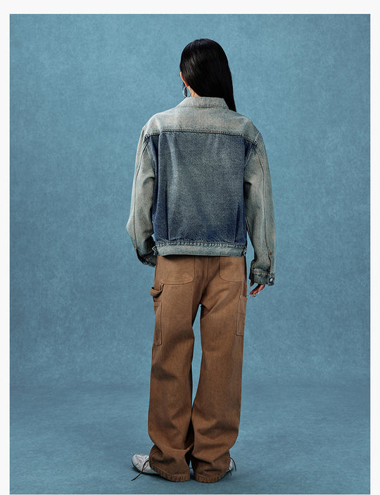 MEDM Leather Logo Washed 2nd-Type Denim Jacket | Face 3 Face