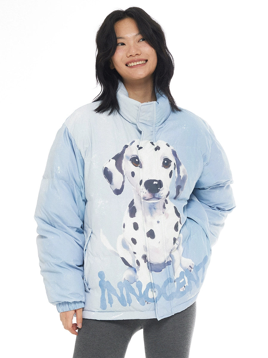 EMPTY REFERENCE Dalmatian Print Down Jacket | Face 3 Face