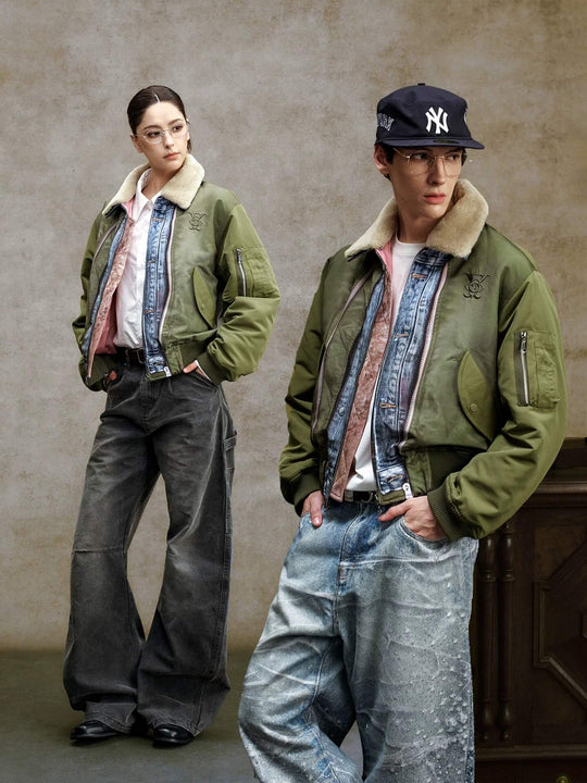 YADcrew Digital Print Reversible MA-1 Down Jacket | Face 3 Face