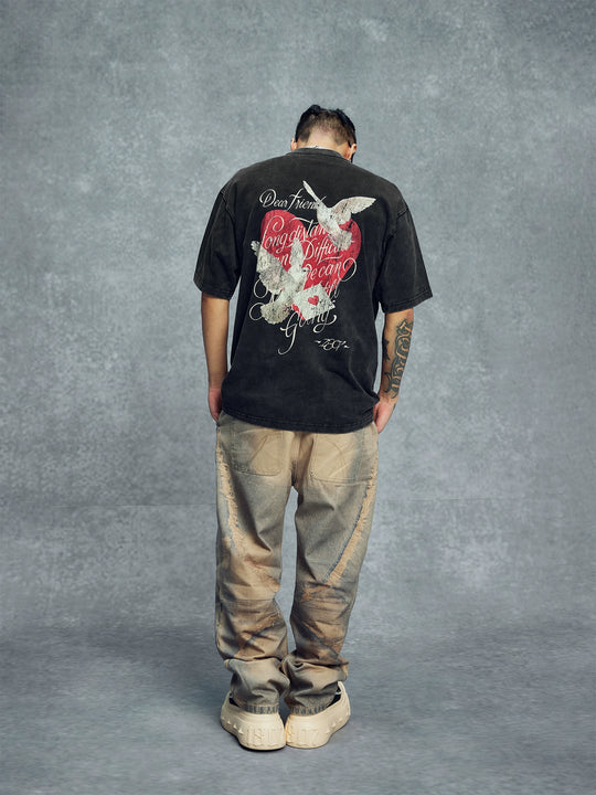 1807 Love Letter Dove Washed Tee | Face 3 Face