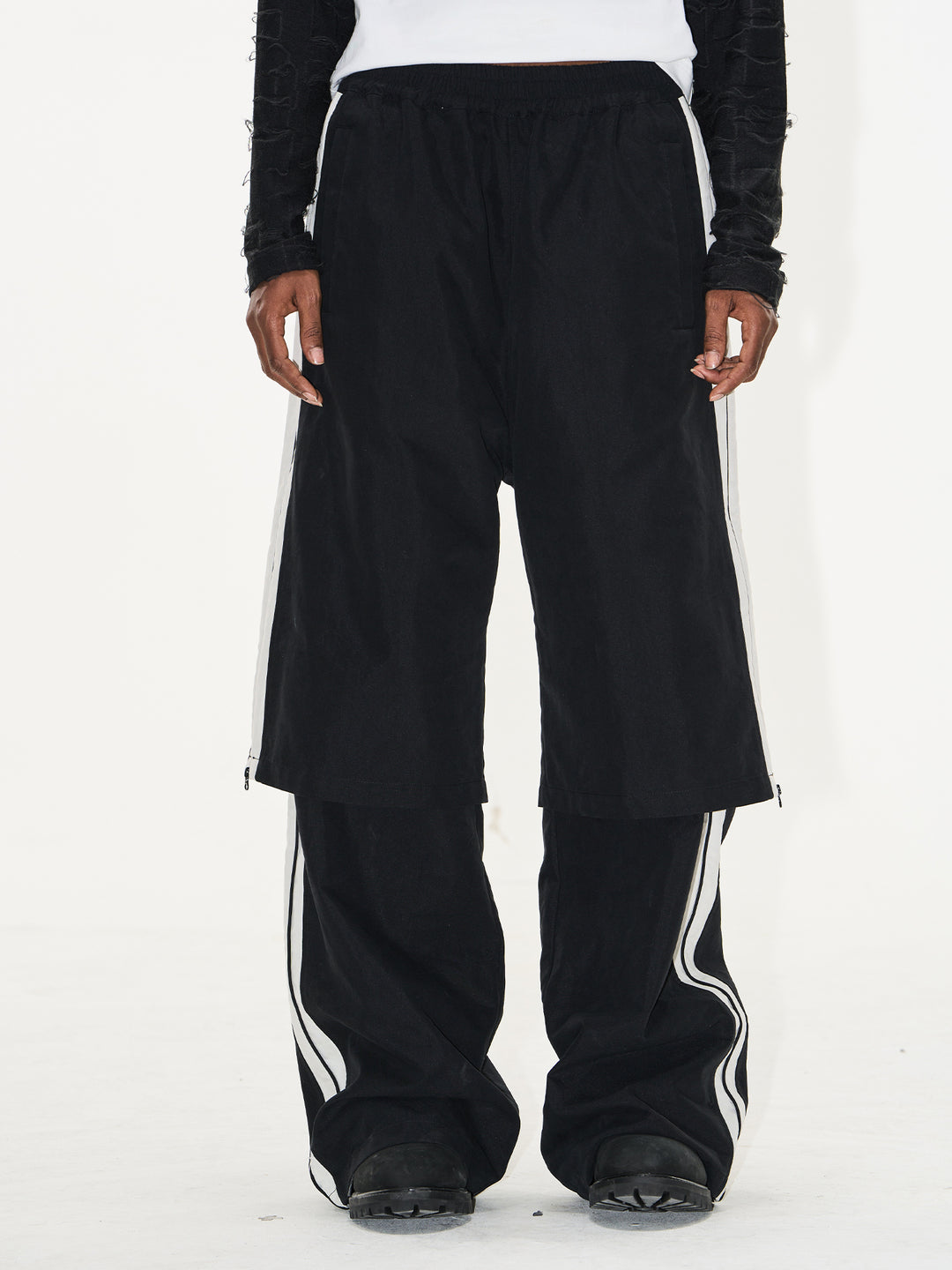 BLIND NO PLAN Double-Layer Color-Blocking Patchwork Sports Pants | Face 3 Face