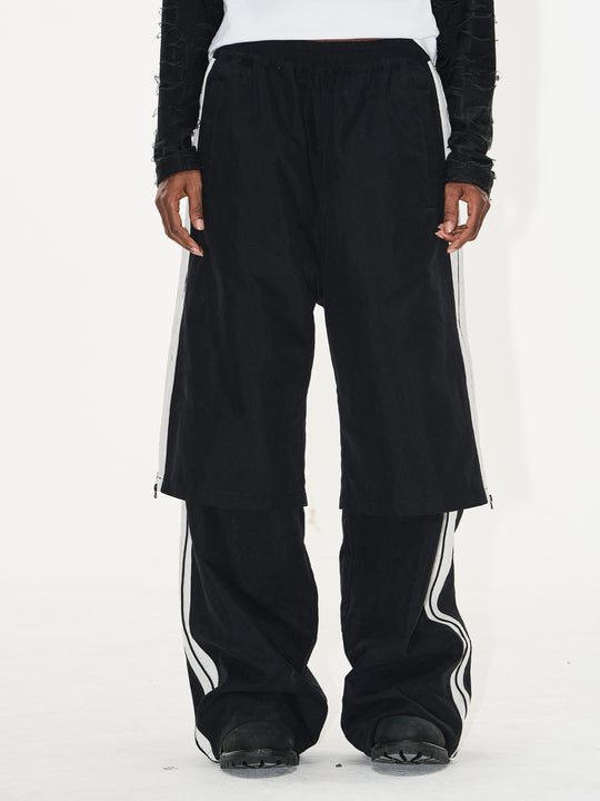 BLIND NO PLAN Double-Layer Color-Blocking Patchwork Sports Pants | Face 3 Face