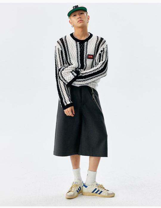MEDM Multi Color Striped Open Knit Sweater | Face 3 Face