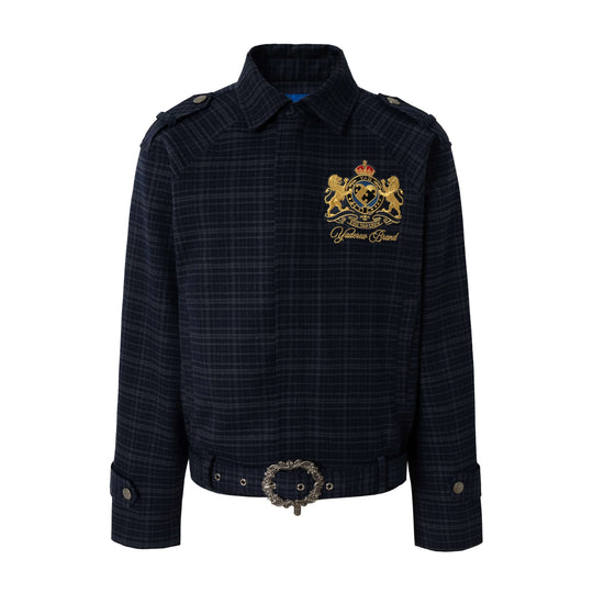 YADcrew Waist Belt Plaid Epaulet Jacket | Face 3 Face