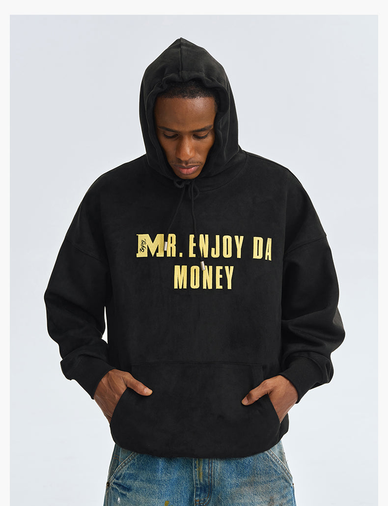 MEDM Basic Letter Logo Suede Hoodie | Face 3 Face