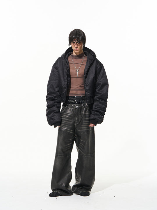 BLIND NO PLAN Hand-Whiskered Baggy Leather Pants | Face 3 Face