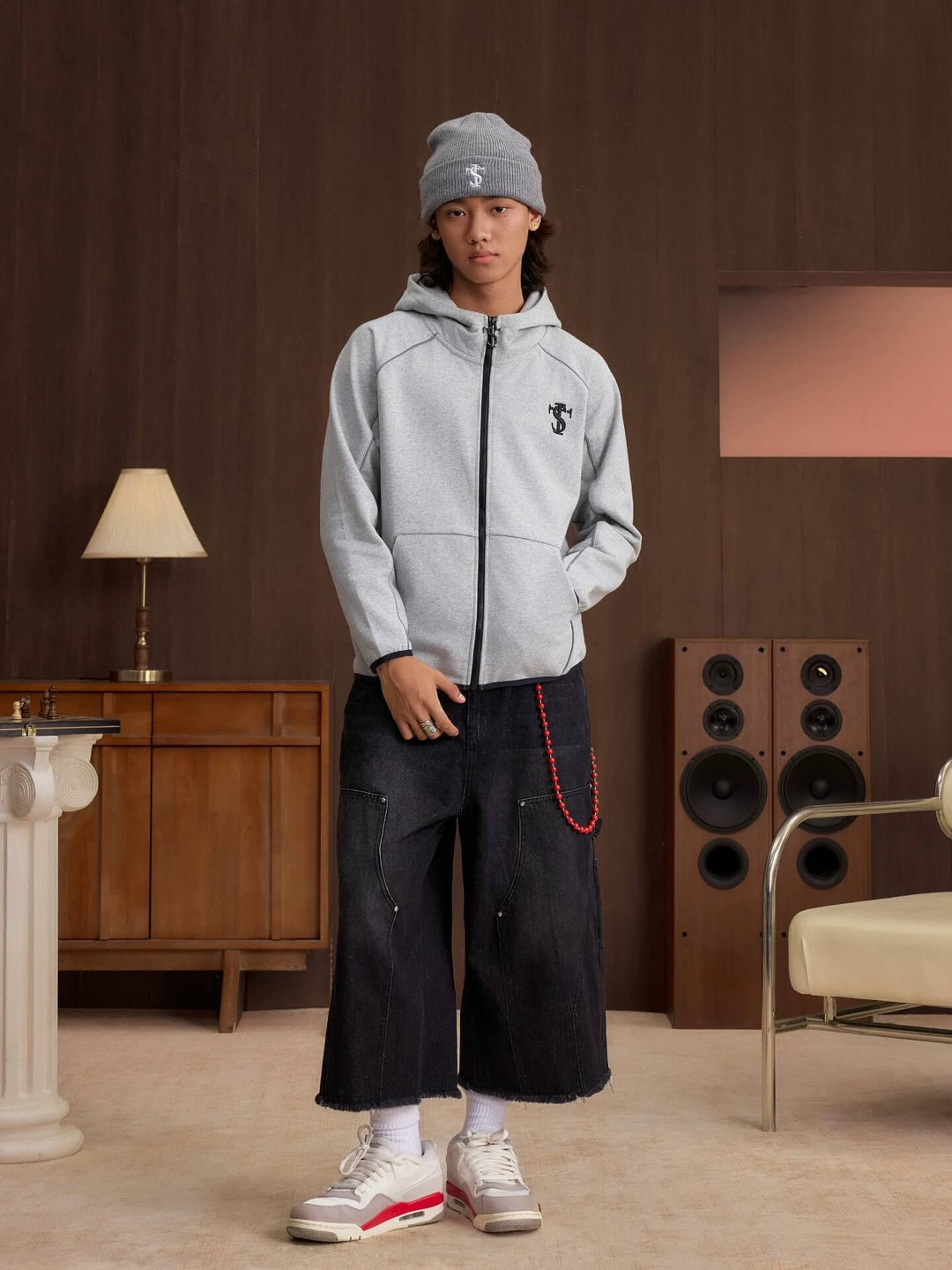 Small Town Kid Reflective Accent Line Zip Up Hoodie | Face 3 Face
