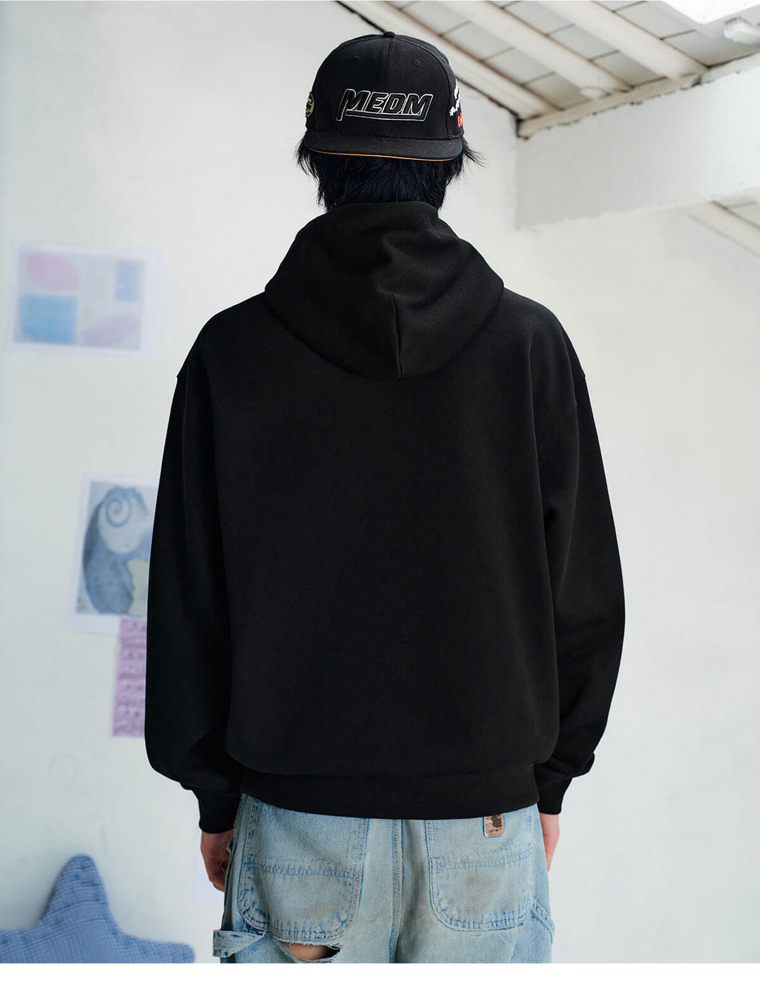 MEDM Leopard Hood Lining Star Patch Logo Hoodie