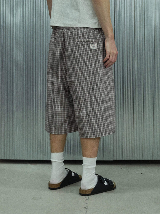S45 Checkered Seersucker Baggy Shorts