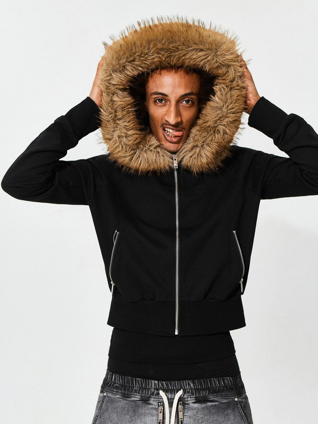 KARMANISTIC Fur Collar Hooded Jacket | Face 3 Face
