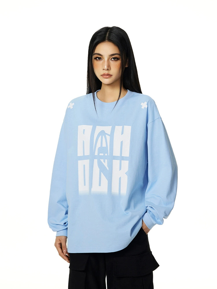 Achock Letter Logo Print Long Sleeve Tee | Face 3 Face
