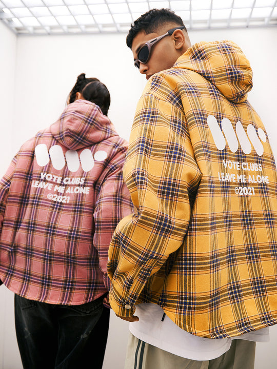 VOTE VVVVOTE Vintage Plaid Hooded Jacket