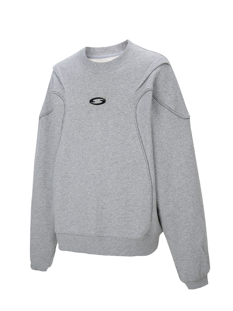 F2CE Pleated Splicing Embroidered Logo Sweatshirt | Face 3 Face