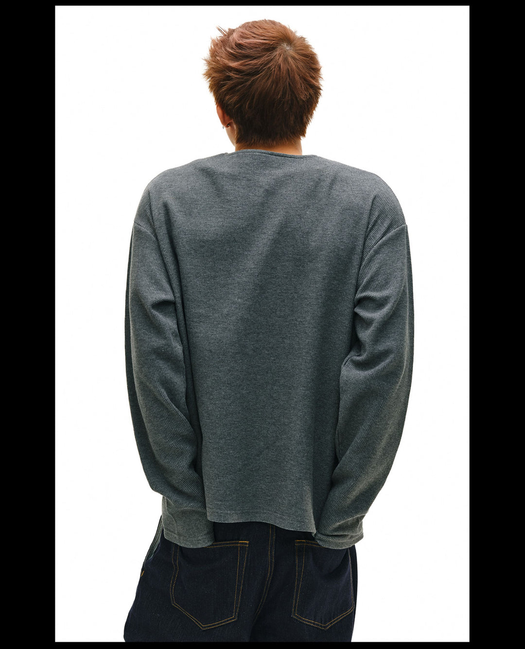 NOVACAM Waffle Vintage Print Zip Long Sleeve Tee | Face 3 Face