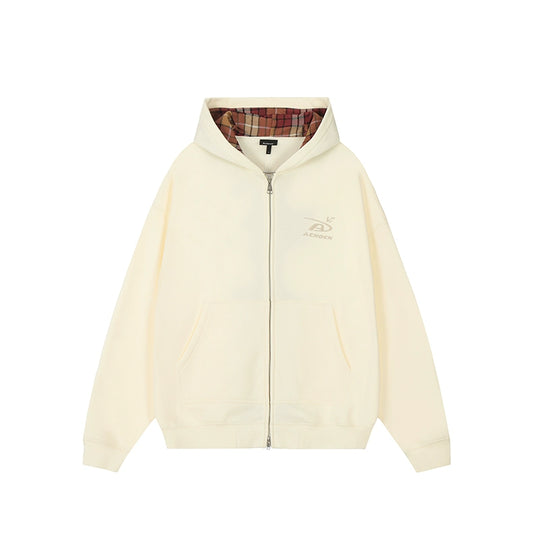 Achock Logo Embroidery Plaid Lining Zip Up Hoodie | Face 3 Face