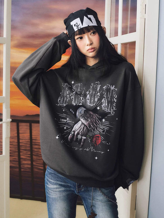 MEDM Jewelry Graphic Print Hoodie | Face 3 Face